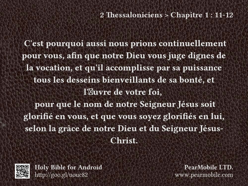 2 Thessaloniciens, Chapitre 1:11-12